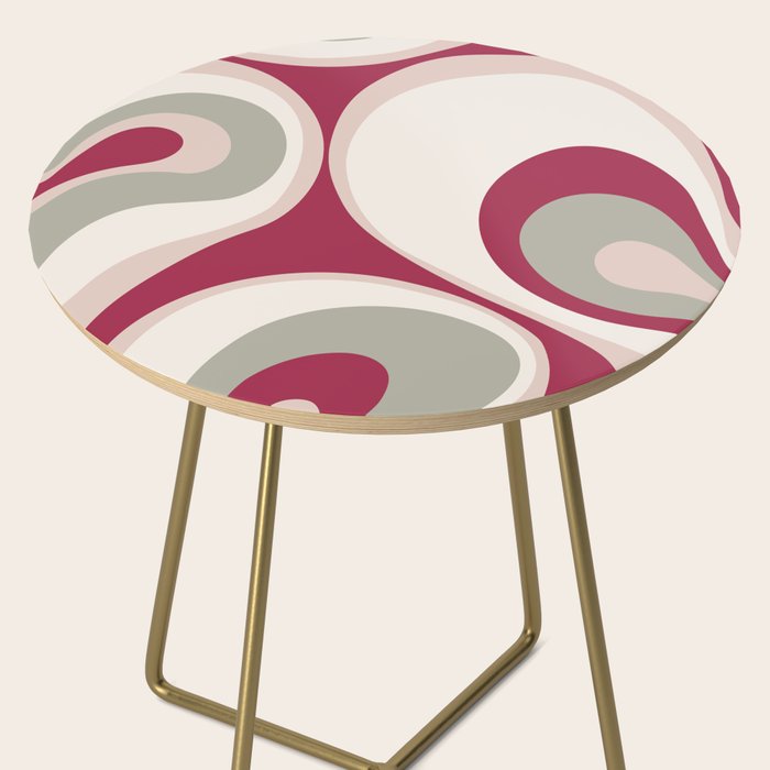 Psychedelic Retro Abstract Design in Magenta, Pink and Grey Side Table Gallery Image 2