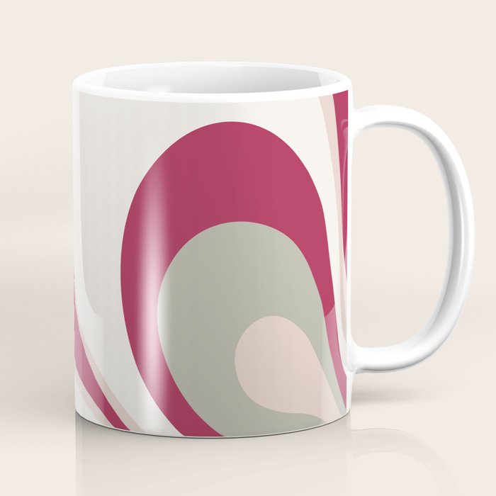 Psychedelic Retro Abstract Design in Magenta, Pink and Grey Coffee Mug Gallery Image 1