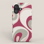 Psychedelic Retro Abstract Design in Magenta, Pink and Grey iPhone Case Gallery Image 1