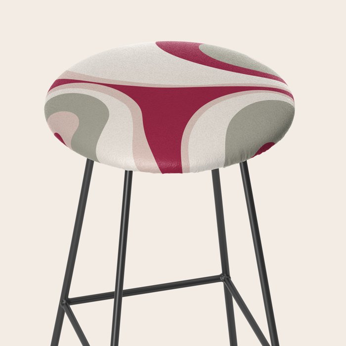 Psychedelic Retro Abstract Design in Magenta, Pink and Grey Stool Gallery Image 2
