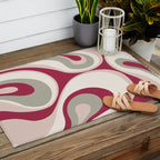 Psychedelic Retro Abstract Design in Magenta, Pink and Grey Outdoor Rug Gallery Image 2