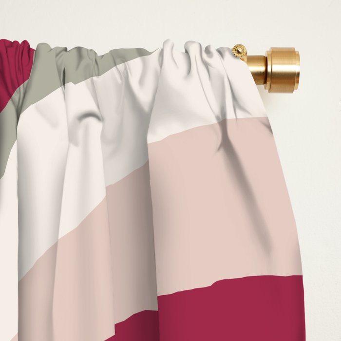 Psychedelic Retro Abstract Design in Magenta, Pink and Grey Window Curtain Gallery Image 2