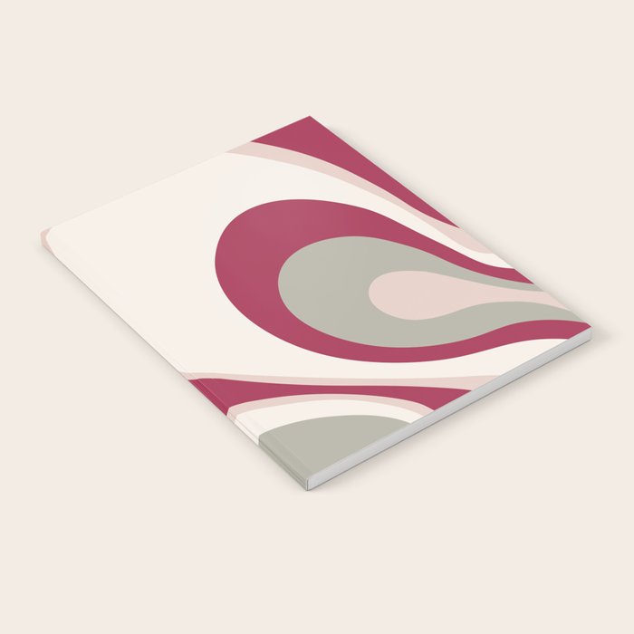 Psychedelic Retro Abstract Design in Magenta, Pink and Grey Notebook Gallery Image 2