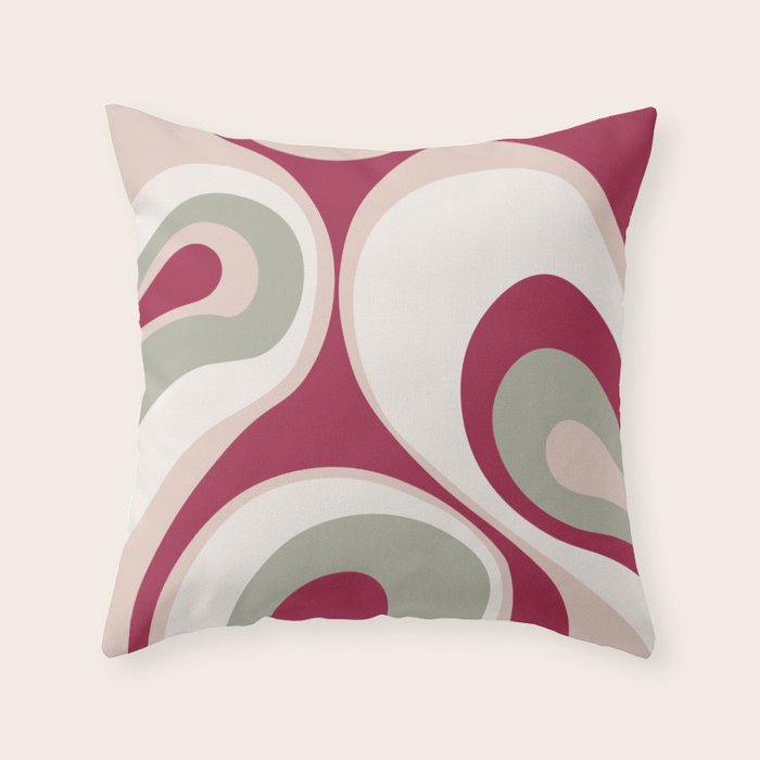 Psychedelic Retro Abstract Design in Magenta, Pink and Grey Throw Pillow Gallery Image 6