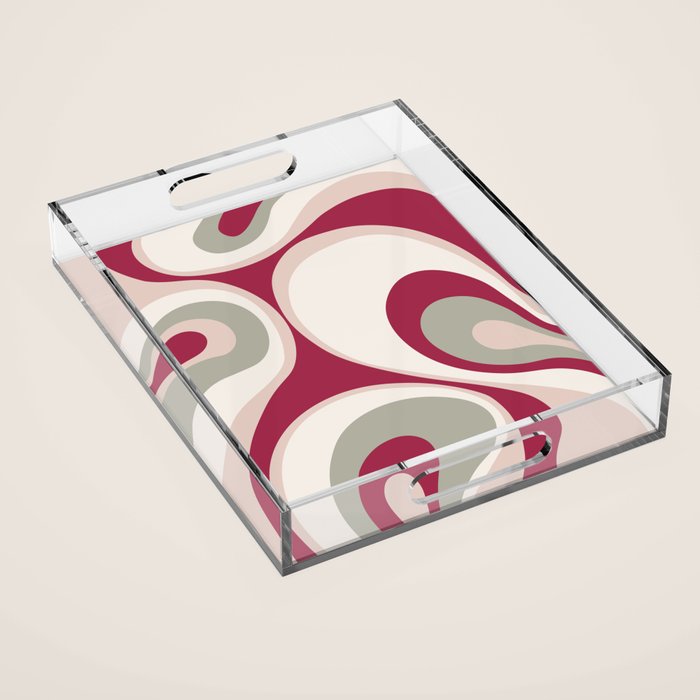 Psychedelic Retro Abstract Design in Magenta, Pink and Grey Acrylic Tray Gallery Image 1
