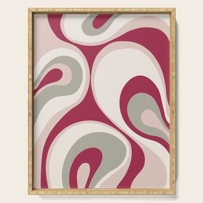 Psychedelic Retro Abstract Design in Magenta, Pink and Grey Serving Tray Gallery Image 1