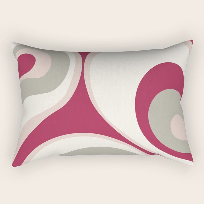 Psychedelic Retro Abstract Design in Magenta, Pink and Grey Rectangular Pillow Gallery Image 1