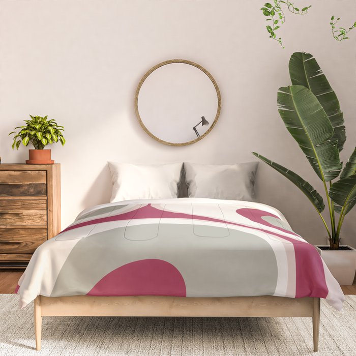 Psychedelic Retro Abstract Design in Magenta, Pink and Grey Comforter Gallery Image 3