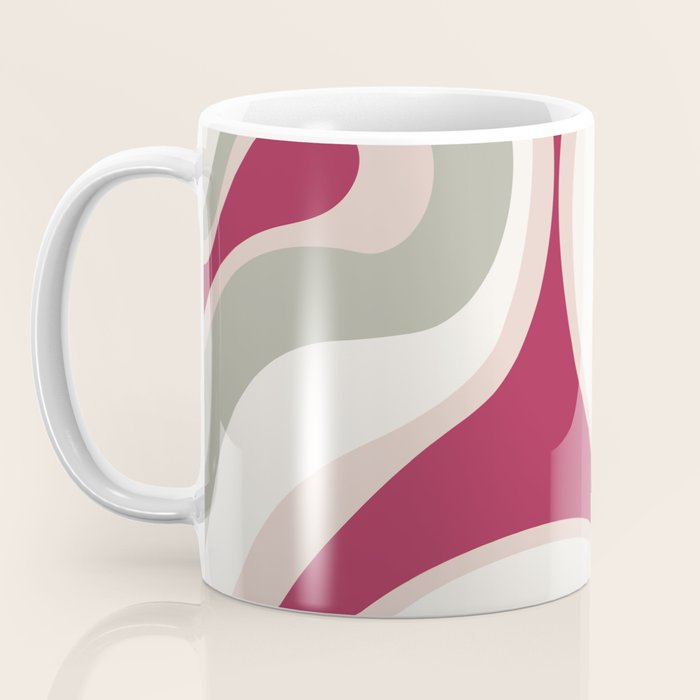 Psychedelic Retro Abstract Design in Magenta, Pink and Grey Coffee Mug Gallery Image 3