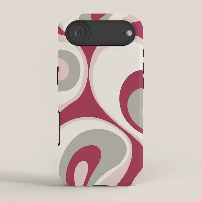 Psychedelic Retro Abstract Design in Magenta, Pink and Grey iPhone Case Gallery Image 2