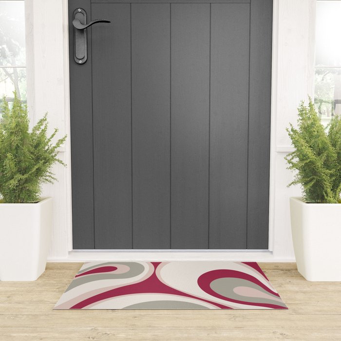 Psychedelic Retro Abstract Design in Magenta, Pink and Grey Welcome Mat Gallery Image 3