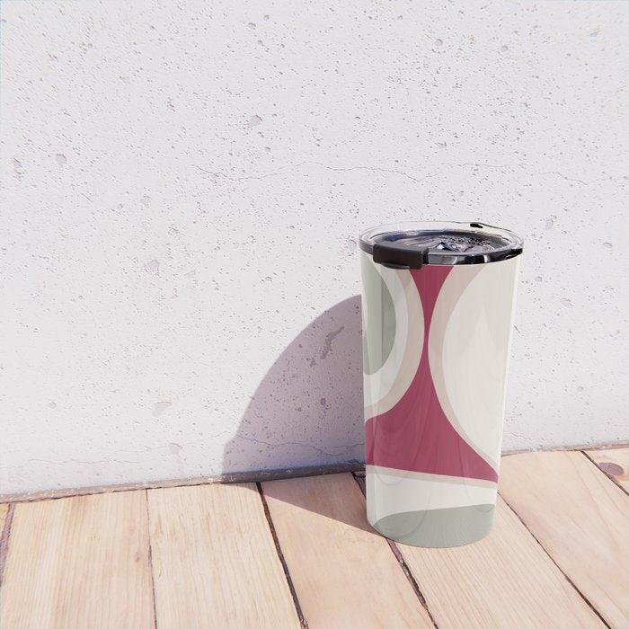 Psychedelic Retro Abstract Design in Magenta, Pink and Grey Travel Mug Gallery Image 4