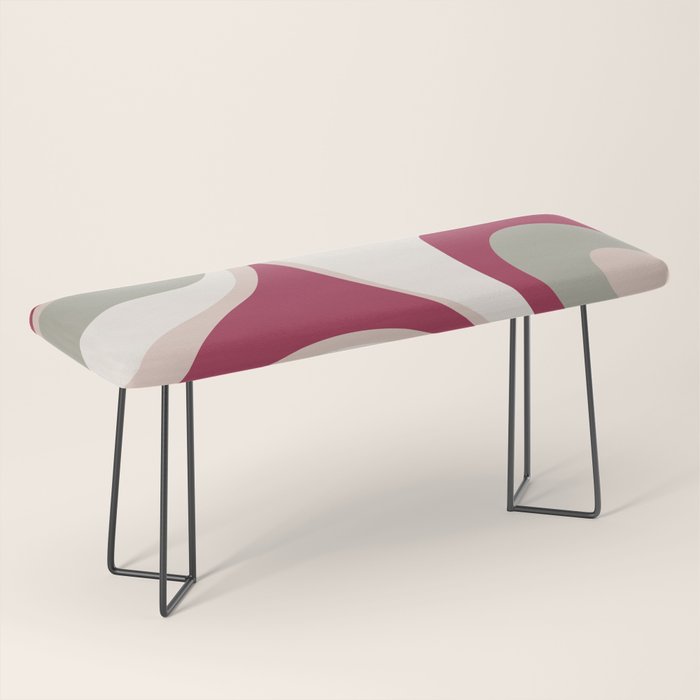 Psychedelic Retro Abstract Design in Magenta, Pink and Grey Bench Gallery Image 1