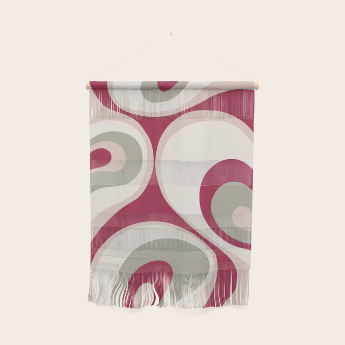 Psychedelic Retro Abstract Design in Magenta, Pink and Grey Wall Hanging