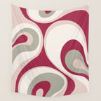 Psychedelic Retro Abstract Design in Magenta, Pink and Grey Wall Tapestry Gallery Image 4