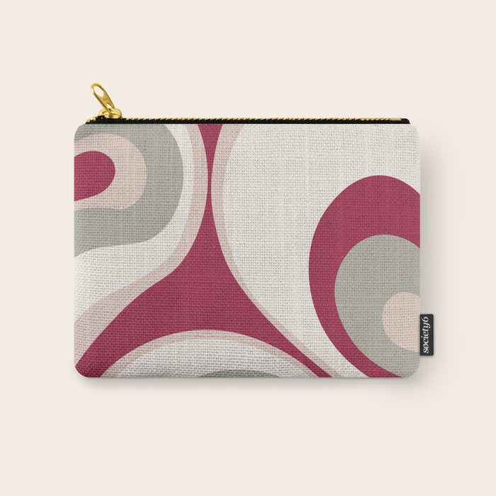 Psychedelic Retro Abstract Design in Magenta, Pink and Grey Carry All Pouch Gallery Image 1