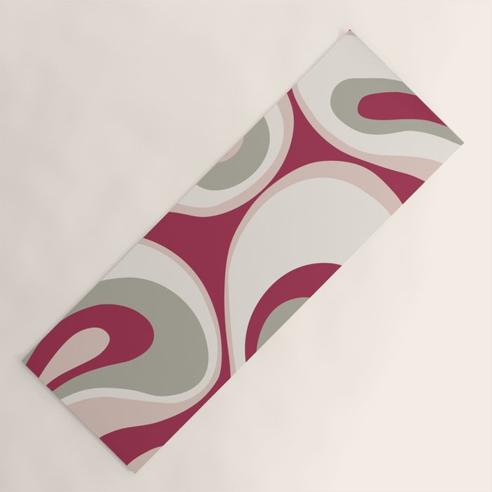 Psychedelic Retro Abstract Design in Magenta, Pink and Grey Yoga Mat Gallery Image 1
