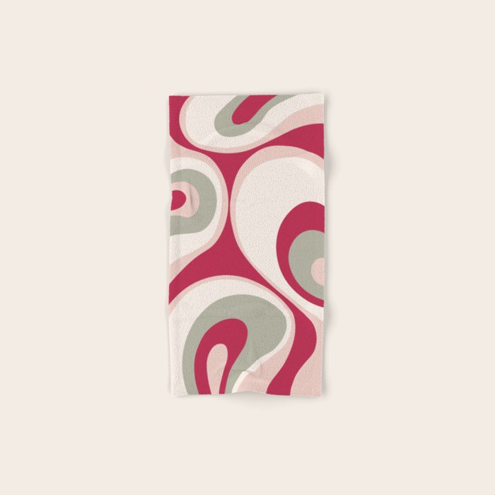 Psychedelic Retro Abstract Design in Magenta, Pink and Grey Bath Towel Gallery Image 1