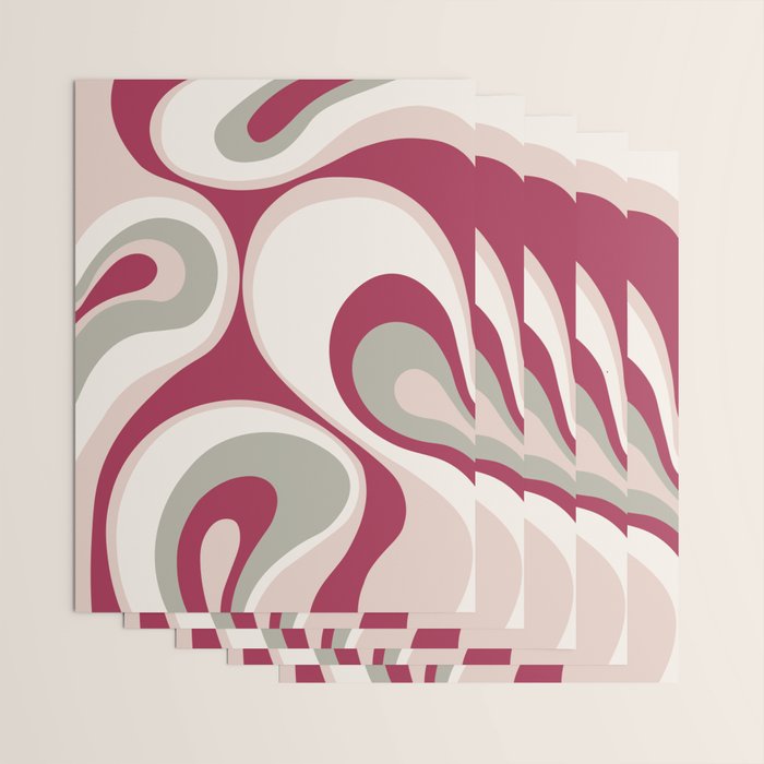 Psychedelic Retro Abstract Design in Magenta, Pink and Grey Wrapping Paper Gallery Image 3