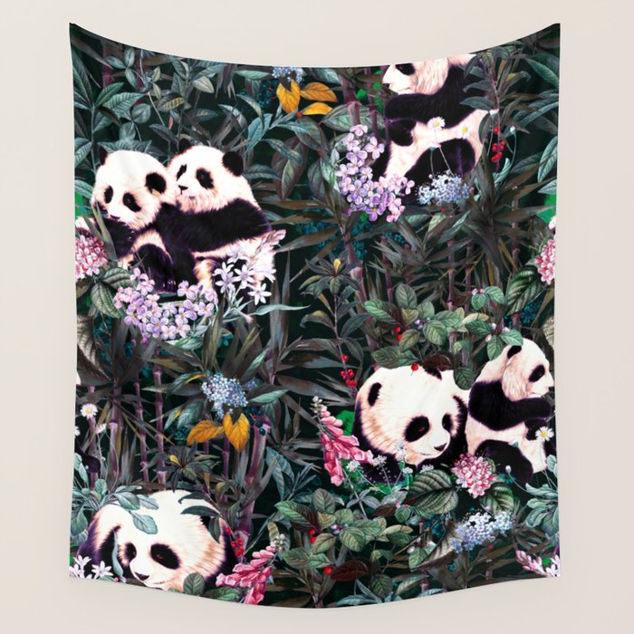 Rainforest Pandas Wall Tapestry Gallery Image 1