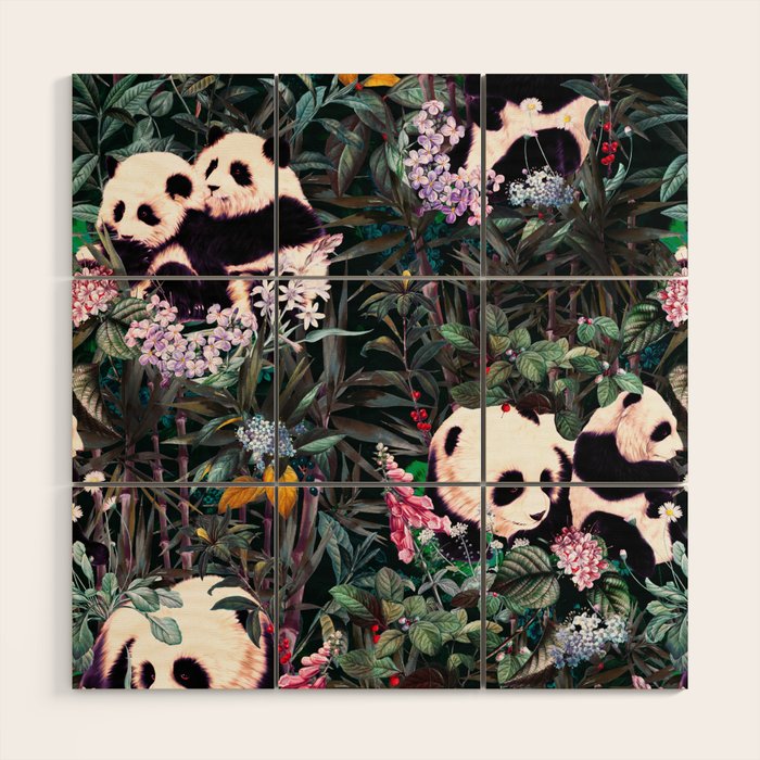 Rainforest Pandas Wood Wall Art Gallery Image 1