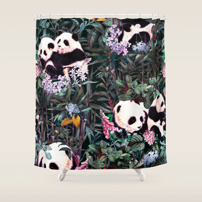 Rainforest Pandas Shower Curtain Gallery Image 1