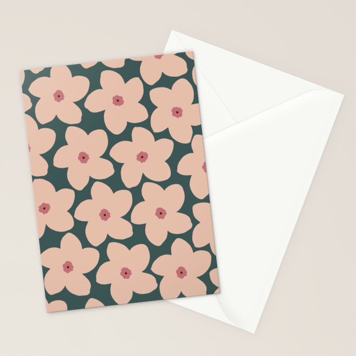 Green And Peach Retro Flower Stationery Card Gallery Image 2