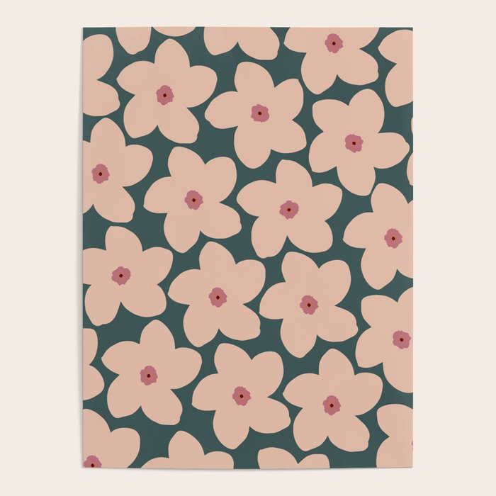 Green And Peach Retro Flower Poster Gallery Image 4