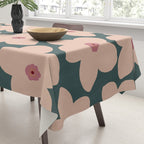 Green And Peach Retro Flower Tablecloth Gallery Image 3