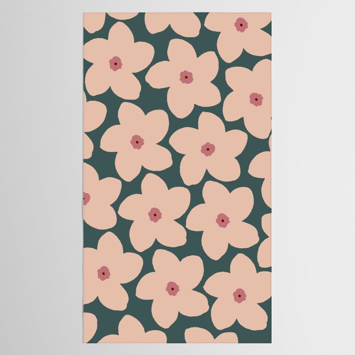 Green And Peach Retro Flower Tablecloth Gallery Image 2