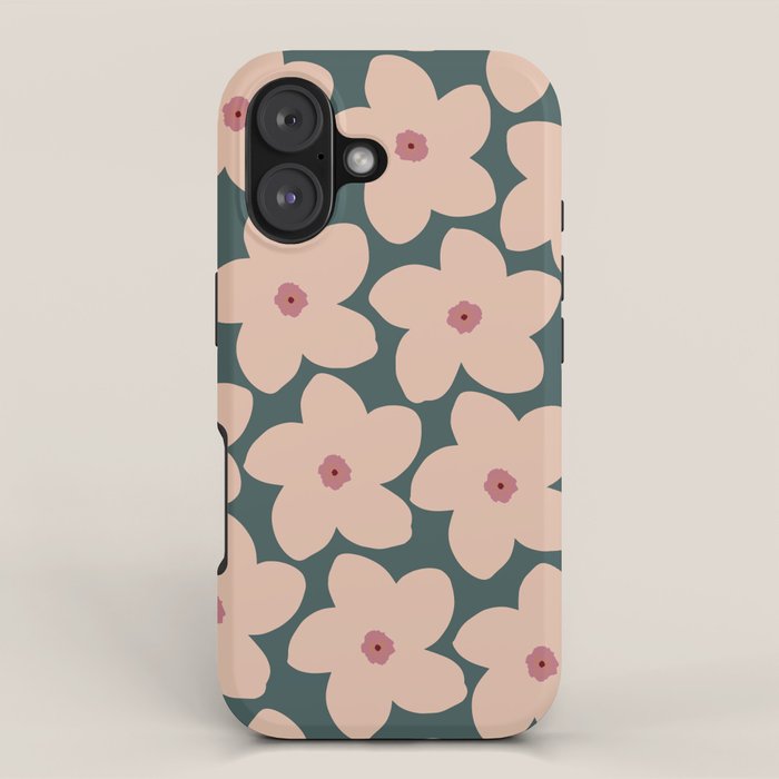 Green And Peach Retro Flower iPhone Case Gallery Image 1