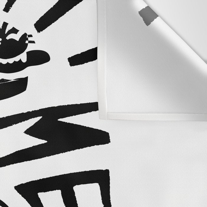 Meow black and white Wall Tapestry Gallery Image 3