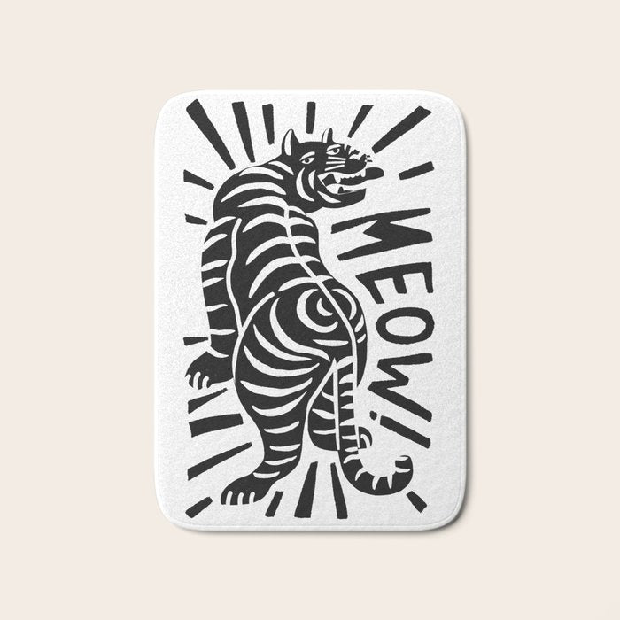 Meow black and white Bath Mat Gallery Image 1