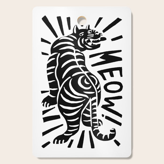 Meow black and white Cutting Board Gallery Image 1
