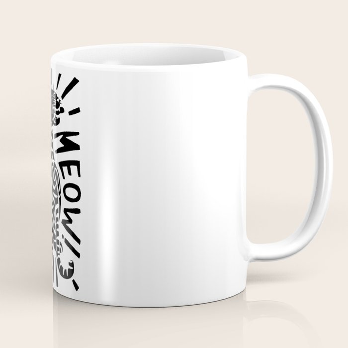 Meow black and white Coffee Mug Gallery Image 1