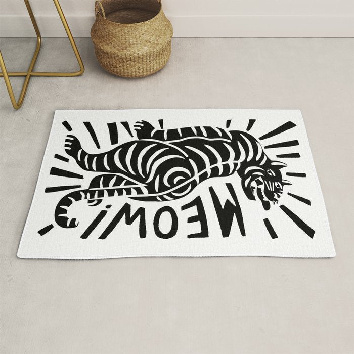Meow black and white Rug Gallery Image 1
