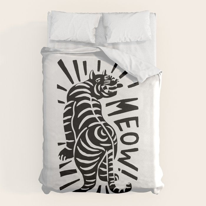 Meow black and white Duvet Cover Gallery Image 6