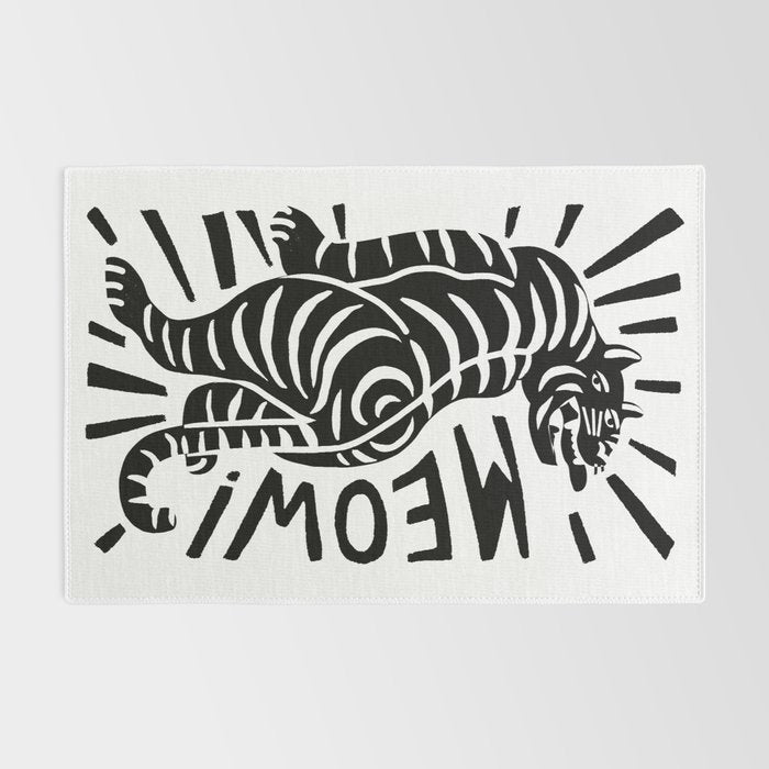 Meow black and white Rug Gallery Image 2