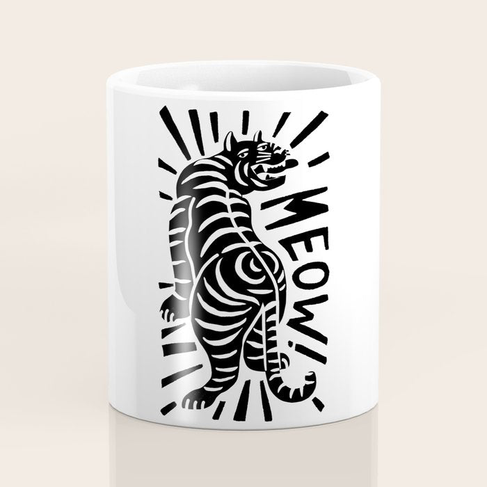 Meow black and white Coffee Mug Gallery Image 4