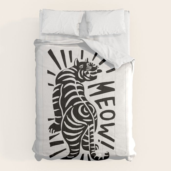 Meow black and white Comforter Gallery Image 6