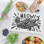 Meow black and white Cutting Board Gallery Image 2