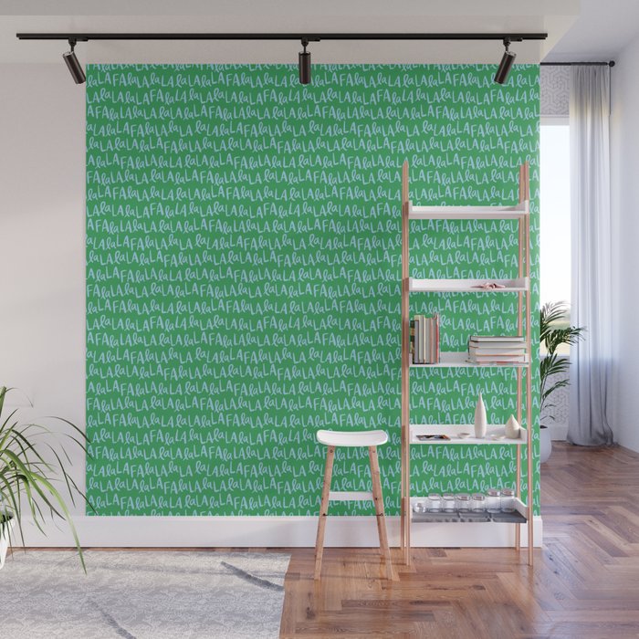 Fa La La . Bold green and winter blue  Wall Mural Gallery Image 1