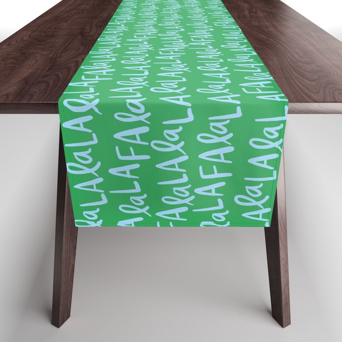 Fa La La . Bold green and winter blue  Table Runner Gallery Image 1