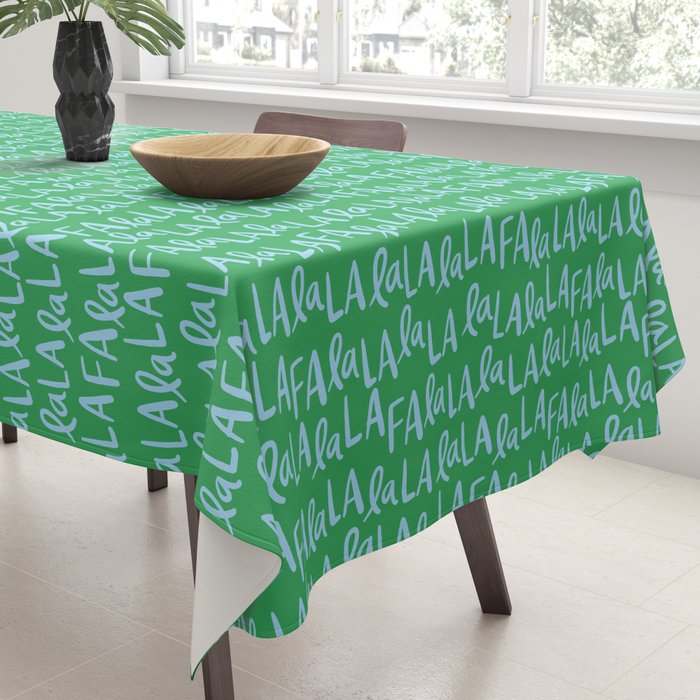 Fa La La . Bold green and winter blue  Tablecloth Gallery Image 3