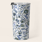 Blue Chinoiserie, Chintz, Indian, vintage floral, 70s,  Travel Mug Gallery Image 3