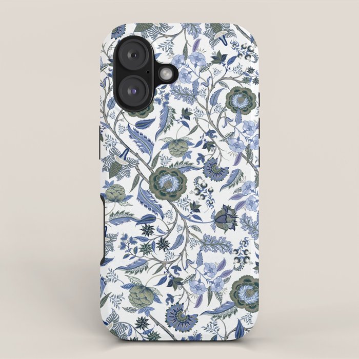 Blue Chinoiserie, Chintz, Indian, vintage floral, 70s,  iPhone Case Gallery Image 1