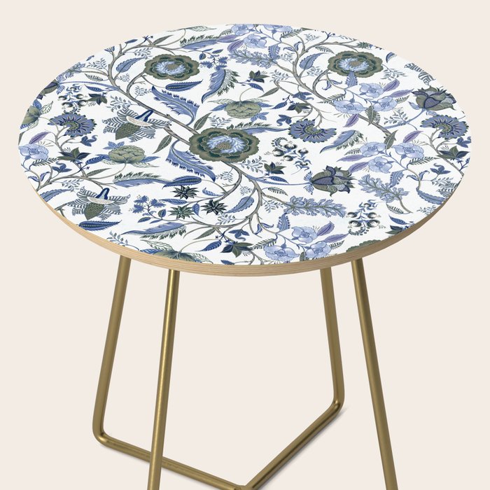 Blue Chinoiserie, Chintz, Indian, vintage floral, 70s,  Side Table Gallery Image 2