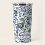 Blue Chinoiserie, Chintz, Indian, vintage floral, 70s,  Travel Mug Gallery Image 1