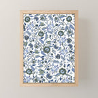 Blue Chinoiserie, Chintz, Indian, vintage floral, 70s,  Mini Art Print Gallery Image 1