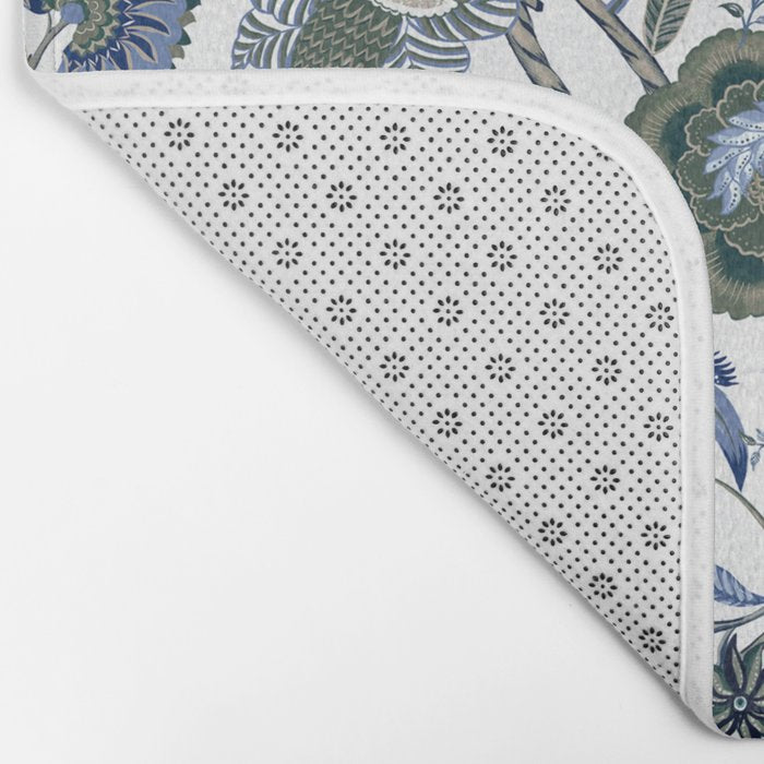 Blue Chinoiserie, Chintz, Indian, vintage floral, 70s,  Bath Mat Gallery Image 2